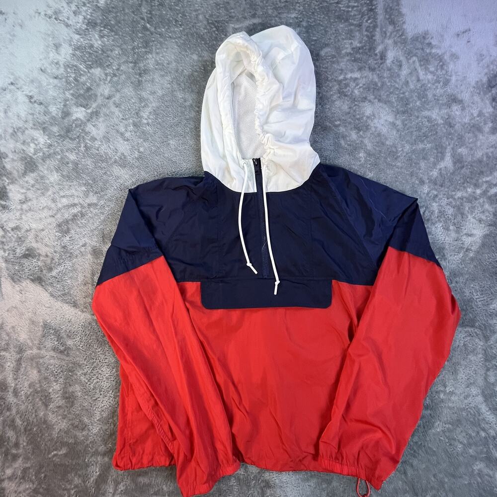 TNA Womens Large Colorblock Half Zip Hooded Windbreaker Jacket